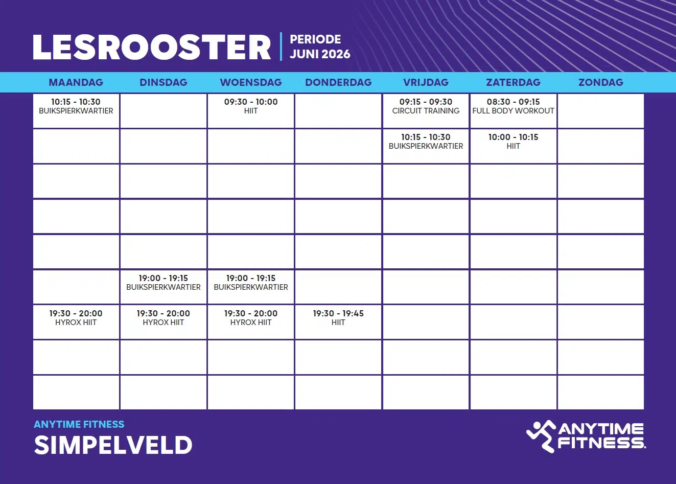 Group lesson schedule